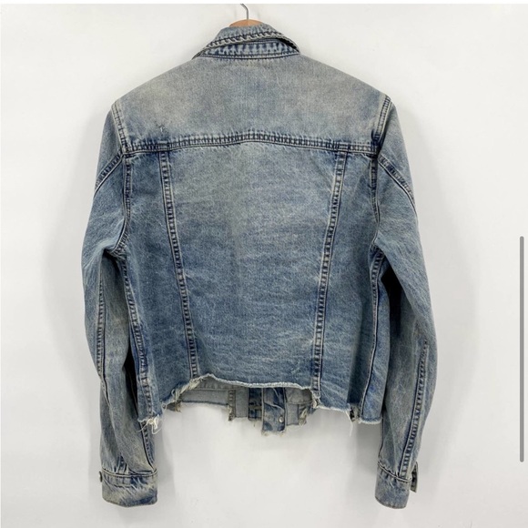 Blank NYC Denim Acid Wash Distressed hem Jean Jacket - Picture 4 of 5